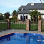 Aluminium pool fencing with brick posts