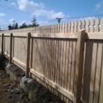 Picket fence with gothic profile - back view Picket fence with gothic profile - back view